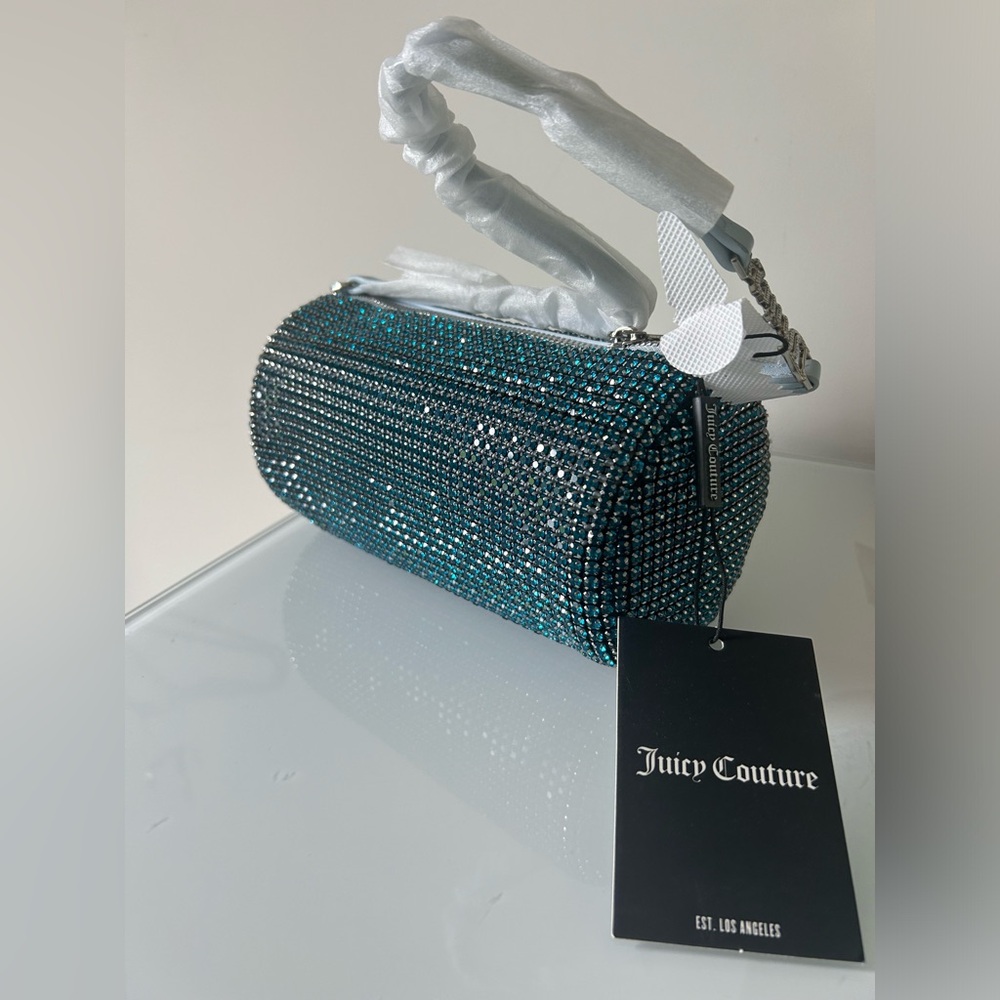 Juicy UK Blue Rhinestone Y2K vibe Barrel Bag